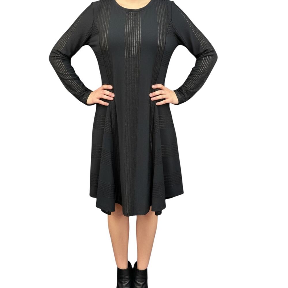 BCBG MaxAzria “Malisa” Dress Women’s Large – Black Lace Long Sleeve Nude Lining
